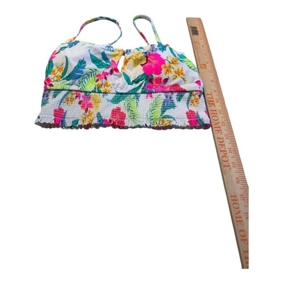 SALT + COVE Juniors Retro Hibiscus Smocked Cami Bikini Top Multicolor Small - Picture 5 of 9